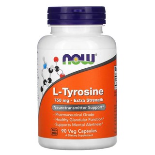 Now Foods, L-Tyrosine, Extra Strength, 750 mg [ 90 Veg Capsules ] L-Tyrosine puritan