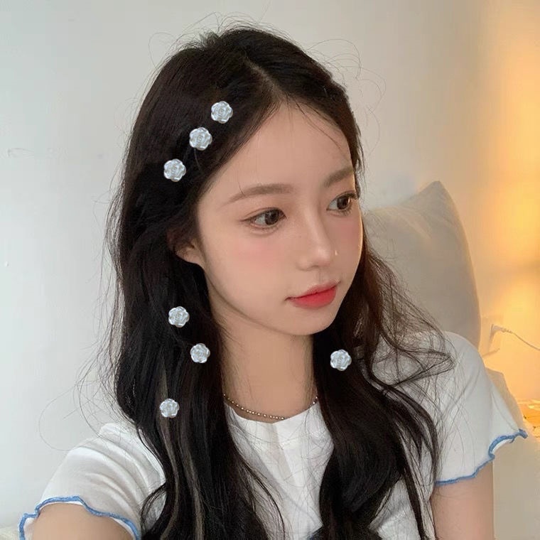 กิ๊บติดผม รูปดอกคามิเลีย ขนาดเล็ก ระดับไฮเอนด์ สีขาว สไตล์ฝรั่งเศส สําหรับผู้หญิง - รูปที่ 5
