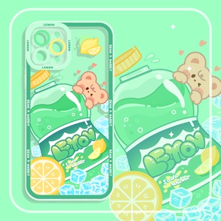 เคสโทรศัพท์มือถือ Tpu กันกระแทก ป้องกันกล้อง ลาย Sprite lemon หมี สําหรับ iPhone 11 12 13 pro Max XS X XR XS Max 7 8 6 6s plus SE 2020