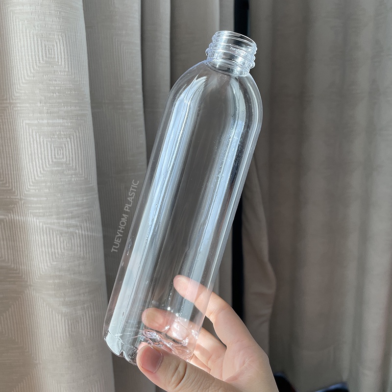 (แพ็ค 50 ขวด) ขวดพลาสติก  PET ทรงกลมสำหรับบรรจุเครื่องดื่ม ขนาด ** 600 cc ** พร้อมฝา