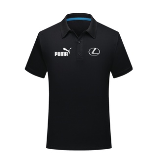 LEXUS เสื้อโปโลพิมพ์โลโก้ เสื้อกีฬาคอปกหลวม เสื้อโปโลแบบแห้งเร็ว เสื้อยืดกีฬา ด้านบนธุรกิจสบาย ๆ