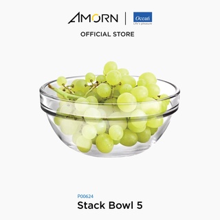 AMORN - (Ocean) P00624 Stack Bowl [1กล่อง(6ใบ)] -ชามสเต็กโบว์ ชามดินเนอร์เเวร์ ชามโอเชี่ยนกลาส 5 นิ้ว Stack Bowl 5"