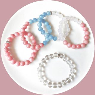 Sweet 8 mm set | clear quartz × agate กำไลหินแท้​ธรรมชาติ​ กำไลหินนำ​โชค​ กำไลหินมงคล ควอตซ์ อะเกต หินนำโชค หินมงคล