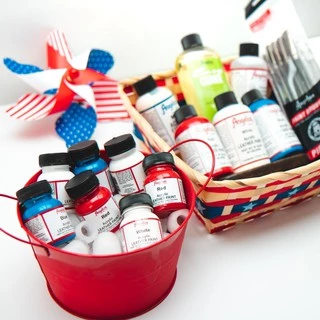 Angelus Paint สีอะคริลิคสำหรับทาวัสดุหนัง รองเท้าผ้าใบ กระเป๋า แบบพื้นฐาน 1/5 ขนาด 1oz. Made in USA.