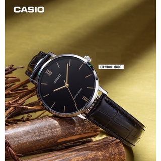 นาฬิกา Casio รุ่น LTP-VT01L-1B นาฬิืกาผู้หญิงสายหนังสีดำ หน้าปัดดำ สไตล์เรียบหรู - มั่นใจ สินค้าข่องแท้ รับประกัน 1 ปี