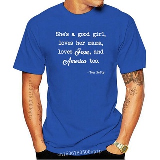 [S-5XL]เสื้อยืดลําลอง แขนสั้น พิมพ์ลาย Shes A Good Loves Her Mama Jesus America สีเทา เข้ากับทุกการแต่งกาย แฟชั่นฤดูร้อ