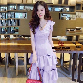 MaxiDress แม็กซี่เดรสยาว ไหล่ระบาย ผ้าซาร่า ใส่แล้วดูขับผิวสุดๆ งานสวย กระโปรงระบายเป็นชั้นๆ แต่งริบบิ้นสวยๆ ต้องมีเลยคะ