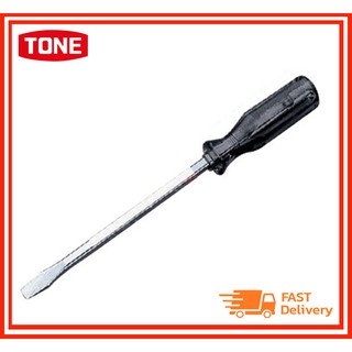 Tone Screwdriver KMD-100 ไขควงด้ามพลาสติกแกนทะลุหัวตอก (ปากแบน) No.100 ขนาด 0.8x6.0 mm.