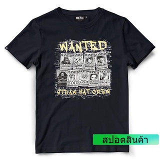 เสื้อยืดวันพีช One piece -BK WANTED สีดำ/สกรีนทอง