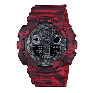 Casio G-Shock นาฬิกาข้อมือผู้ชาย ลายพรางสีแดง สายเรซิน รุ่น GA-100CM-4ADR 