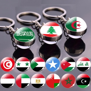 พวงกุญแจ จี้ธงชาติอาหรับ Algeria Yemen Tunisia Saudi เครื่องประดับ