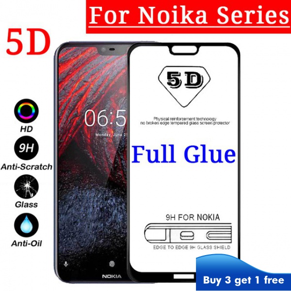 กระจกนิรภัย แบบเต็มจอ สีดํา สําหรับ Nokia 1.3 1.4 3.4 5.3 2.3 7.2 7.3 6.2 2.2 4.2 3.2 5.1 6.1 5.4 8.