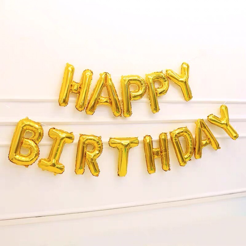 [SG] ลูกโป่งฟอยล์ Happy Birthday Blue Pink Silver Gold Multicolor
