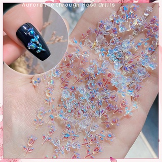 &lt;WholeSale&gt; 30Pcs/Set Nail Flower Ornament Rose Style 3D Effect Ice Penetration Cute Resin Aurora Floral Art Decorations for Manicure