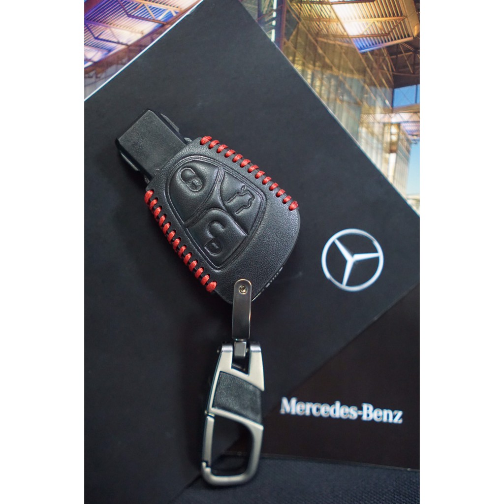Case ซองหนัง กุญแจรถยนต์ Benz รุ่น C-Class W202, W203 / E-Class W210 / S-Class W220 / Cls W219 - สีดำ ด้ายสีแดง | Shopee Thailand
