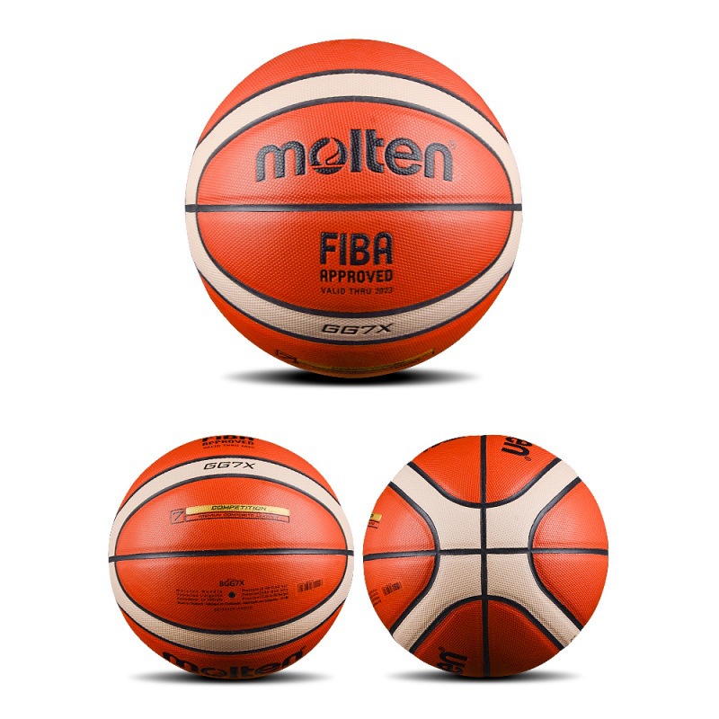 [ ผลิตภัณฑ ์ พรีเมี ่ ยม ] Molten GG7X Leather Basketball - ไซส ์ 7 - ไม ่ แข ็ ง - ด ้ ามจับ