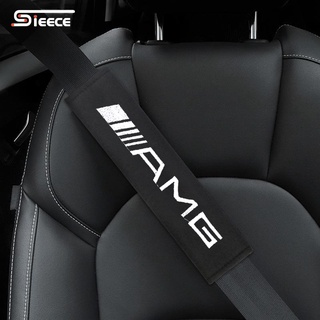 Sieece สำหรับ AMG ที่หุ้มเข็มขัดนิรภัย ปลอกหุ้มเข็มขัดนิรภัย ฝ้าย ปลอกเข็มขัดนิรภัย ปลอกหุ้มสายเข็มขัดนิรภัย หุ้มเข็มขัดนิรภัย ที่หุ้มเข็มขัดนิรภัยรถยนต์ แต่งรถภายในรถยนต์ สำหรับ Mercedes Benz E200 AMG GT GLC300 S G63 E W202 W204 W212 W203 S500 G500 GLE