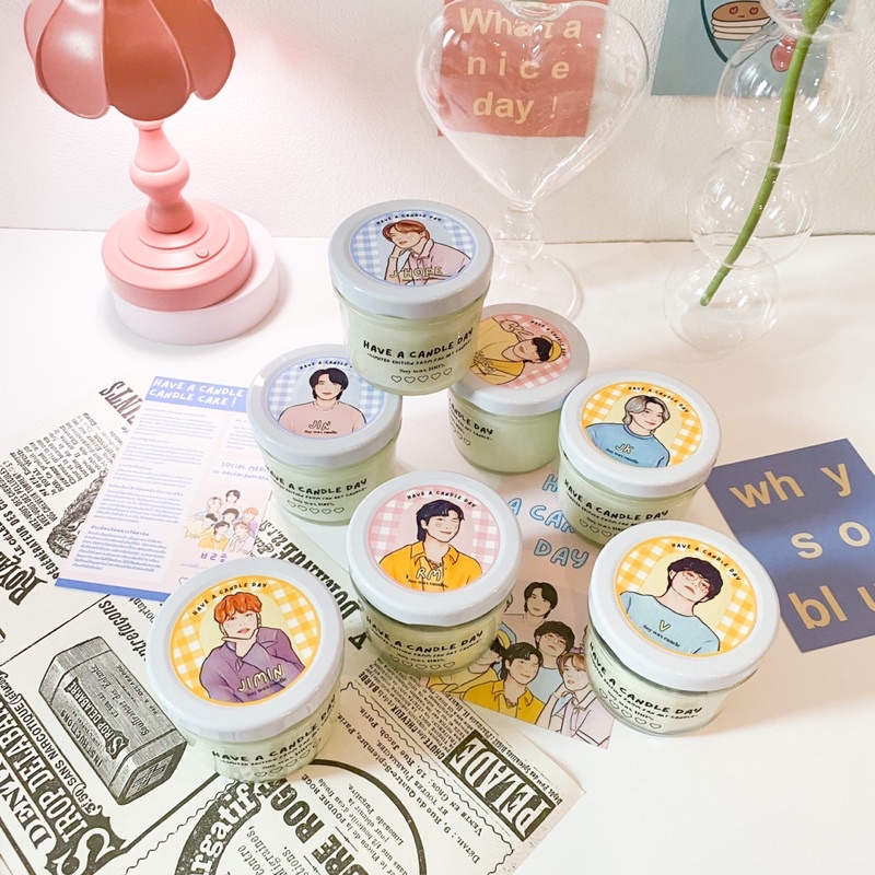 BTS fanart เทียนหอมbts ไขถั่วเหลืองแท้ 100% soy wax candle