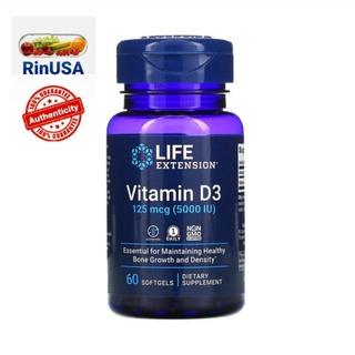 Pre​ Order : Life​ Extension, Vitamin D3, 125 mcg (5,000 IU), 60 Softgels