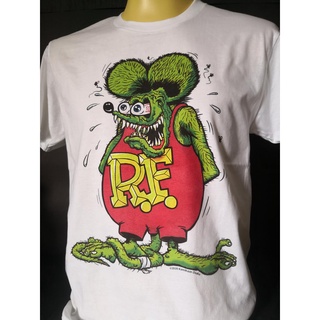 เสื้อยืดผ้าฝ้ายพิมพ์ลายเสื้อวงนำเข้า Rat Fink Anti-Hero Biker Rat Rod Hot Rod Rockabilly Psychobilly Punk Rock Surf Skat