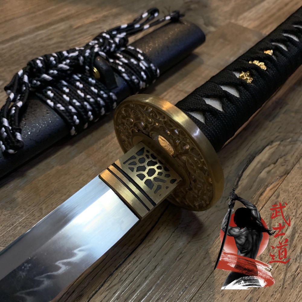 Black Samurai ดาบซามูไร คาตานะ T10 60HRC แต่งครบ กระเบนแท้