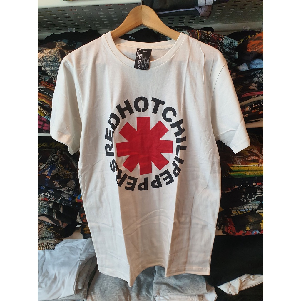 เสื้อยืดคอกลมเสื้อวง Red Hot Chili Peppers T-shirtผ้าฝ้ายแท้