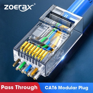 Zoerax ปลั๊กเชื่อมต่อเครือข่าย Cat6a Cat6 CAT5e RJ45 UTP 30μ ชุบทอง สําหรับสายเคเบิลอีเธอร์เน็ต 100 ชิ้น