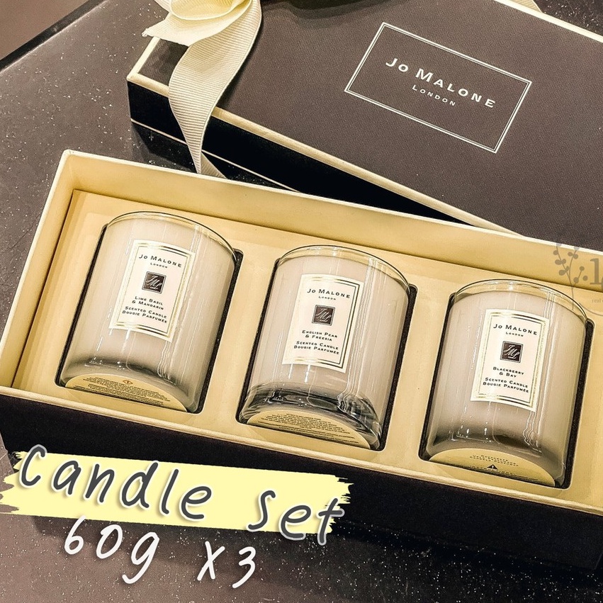 เทียนหอม Jo Malone London Candle Set ขนาด 60g x 3 ชิ้น *ของแท้ ป้ายคิงพาวเวอร์* โจ มาโลน