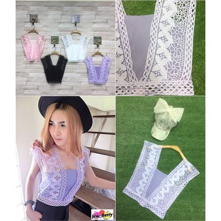 ✨ส่งฟรี✨เสื้อแขนกุดลูกไม้