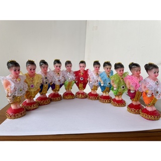 กุมารี จิ๋ว สูง 4 นิ้ว ถือถุงเงิน ถุงทอง 2 ข้าง sw/ww