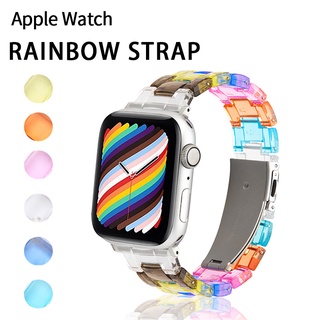 สายนาฬิกาข้อมือ สีรุ้ง สําหรับ Apple Smartwatch 7 41 45 มม. 4 5 6 44 42 มม. iWatch 1 2 38 40 มม. W46 W26 + Dt100 W66 T500 Iwo7