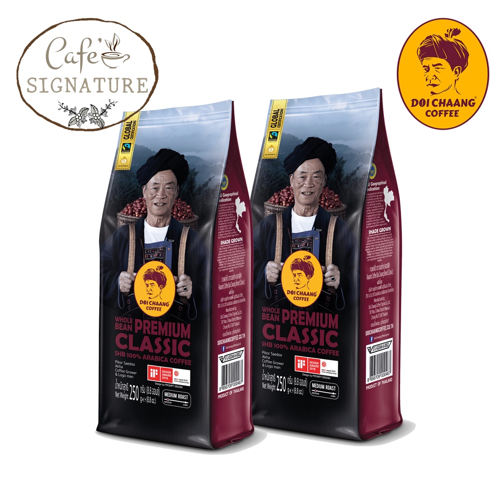 *IN STOCK**exp*2027*กาแฟดอยช้าง 100% 2 ถุง Premium Classic อราบิก้า :ระดับการคั่ว : กลาง (Medium roast)