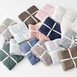 ผ้าปูที่นอน ชนิดผ้าฝ้าย สีพื้น สไตล์ญี่ปุ่น ขนาด 3.5/5/6 ฟุต