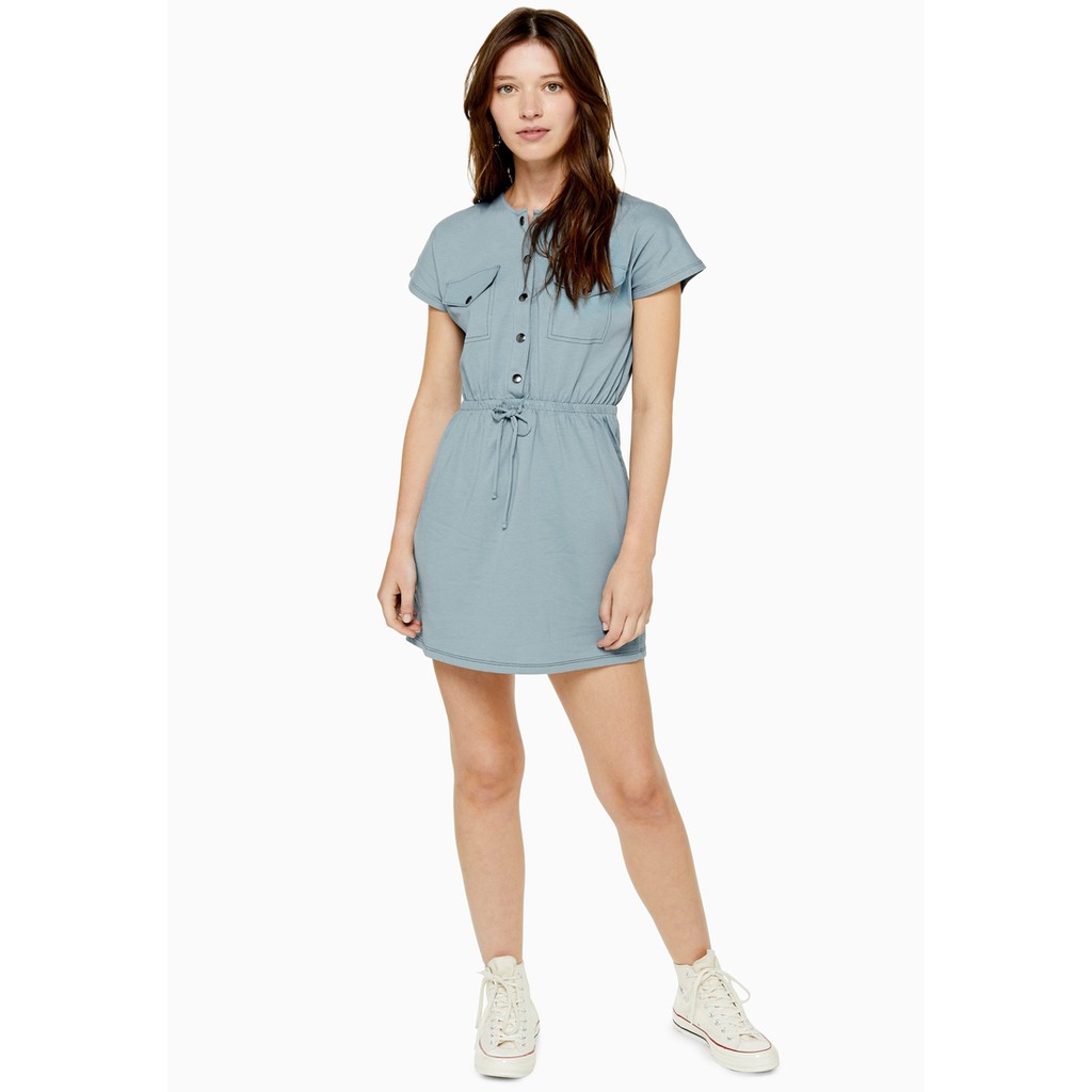 TOPSHOP ชุดเดรสสั้น Utility รุ่น 10J13RBLE สีฟ้า