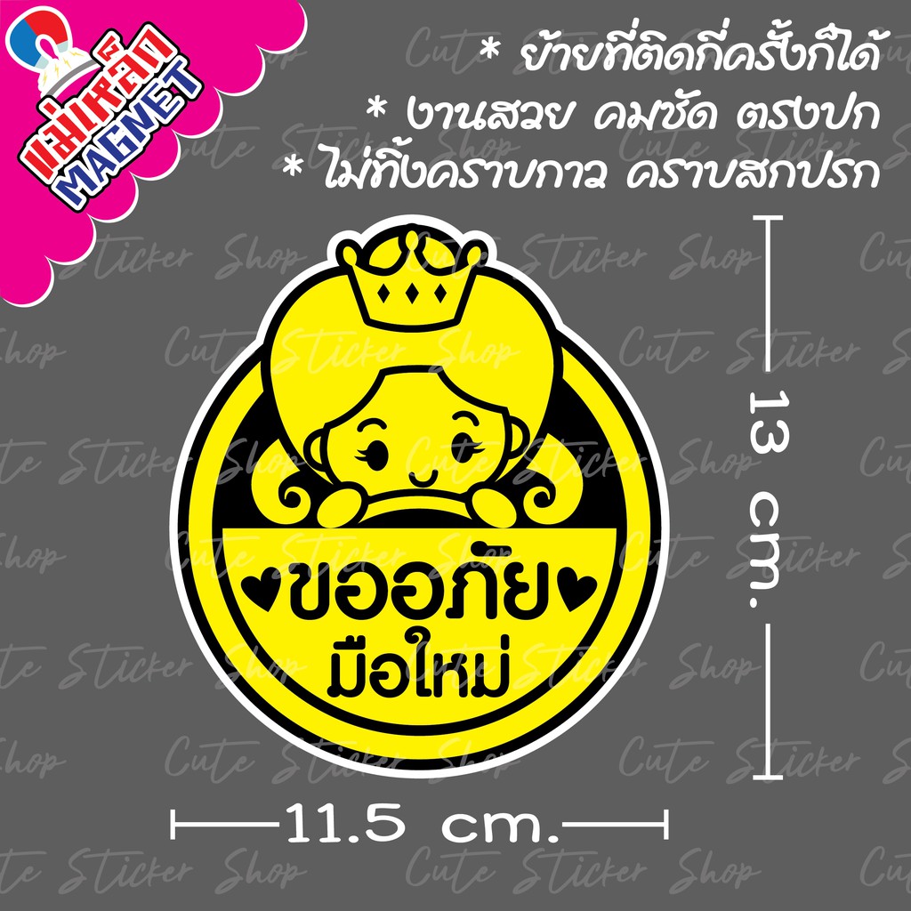 ❤︎งานแฮนเมด❤︎ ป้ายแม่เหล็กติดรถยนต์ มือใหม่หัดขับ ลายเจ้าหญิง