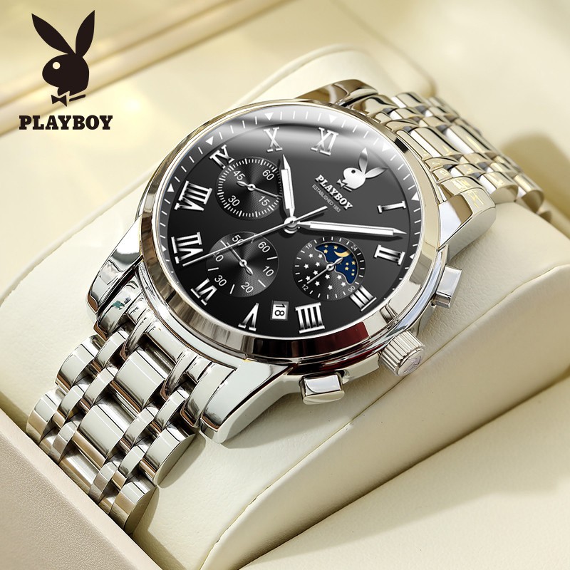 นาฬิกาผู้ชาย Playboy ของแท้ 2021 New Student Trendy Electronic นาฬิกาข้อมือผู้ชายแบรนด์ Sports Top T