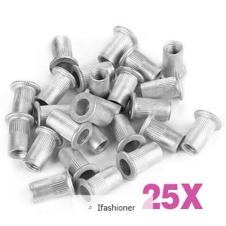 New 25pcs M5 Flat Head Aluminum Rivets Nuts Threaded Inserts Nutserts Rivnut