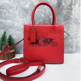 🎀 (สด-ผ่อน) กระเป๋าสะพาย สีแดง COACH C2184 LUNAR NEW YEAR MINI CALLY CROSSBODY WITH OX AND CARRIAGE