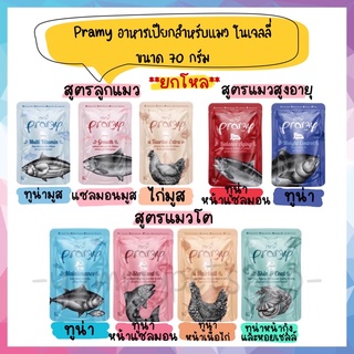 🌟ยกโหล 12 ซอง🌟 Pramy อาหารเปียกแมว ในเจลลี่ แบบซอง ขนาด 70 กรัม