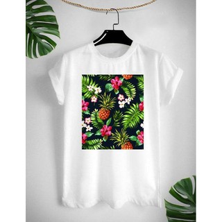 เสื้อยืดสกรีน Tropical ใส่สบาย ไม่ยืด ไม่ย้วย สีสันสดใส