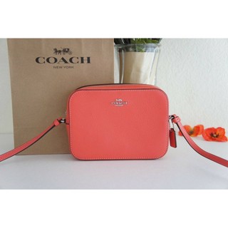 🍑MINI CAMERA BAG (COACH 87734)  SV/ TANGERINE