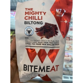 เนื้อวัวแห้ง รสเผ็ด ตรา แคนเทอร์บิวรี บิลตอง 50 G. Bite Meat The Mighty Chilli Biltong ( Canterbury Biltong Brand )