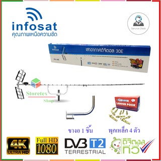 เสาอากาศ INFOSAT 30E + ขางอ+ พุกเหล็ก 4 ตัว