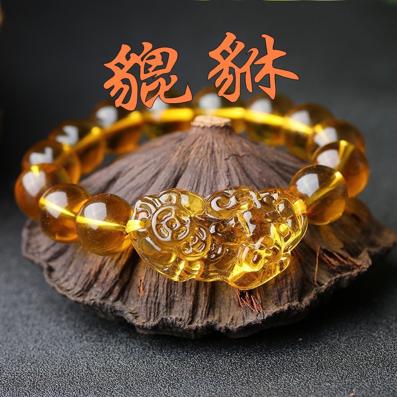 สร้อยข้อมือ นําโชค Citrine Pixiu กําไลลูกปัด