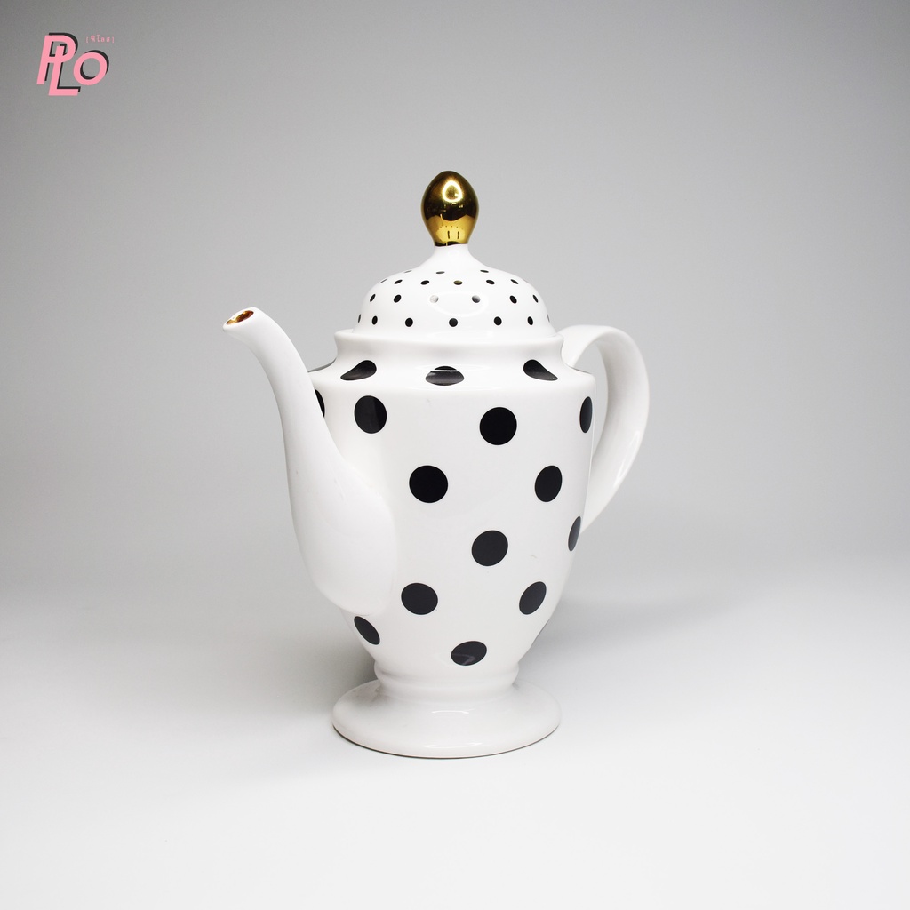 Philos(ฟิโลส)Miss etoile Tea/Coffee Pot Big Black Dots | กาน้ำชาเซรามิคสำหรับชงน้ำชา ตกแต่งลายน่ารัก