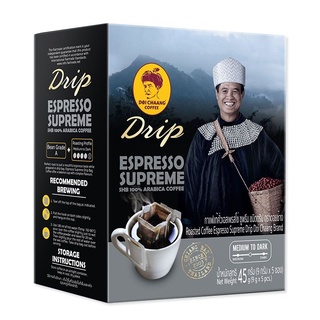 ดอยช้าง กาแฟแท้คั่วเอสเพรสโซ่ ซูพรีม ชนิดดริป 9 กรัม x 5 ซอง