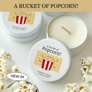 Melty.diary - A Bucket of Popcorn Soy Wax Candle เทียนหอมไขถั่วเหลืองแบบตลับ 80g