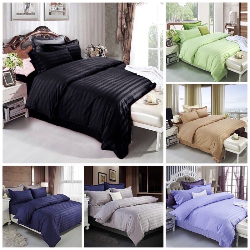 📍ชุดเครื่องนอนริ้ว 6 ชิ้น เกรดโรงแรมพร้อมผ้าปูที่นอนครบเซ็ท 3.5,5,6 ฟุต มี 9 สีให้เลือก