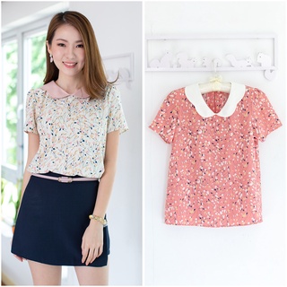 NT2369 Scallop Collar Flower Blouse (ใช้โค้ด SBDPNE ลดทันที 45.- เมื่อช้อปครบ 300.-)