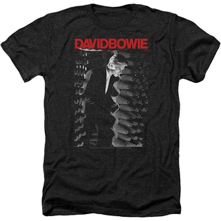 เสื้อยืดผ้าฝ้ายพิมพ์ลายขายดีเสื้อยืดคอกลมcrew neckDavid Bowie สถานีผู้ใหญ่ Heather สีดำแขนสั้นกีฬา Oversize คลาสสิกเสื้อ